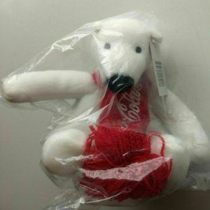 Coca-Cola-Mini White Polar Bear Plush Toy- NIP